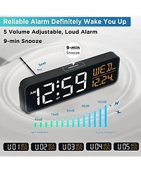 Neewer Large Display Digital Alarm Clock for Bedroom, Date Day of Week Desk Table Clocks for Living Room Office, Dimmable 5 Dimmers Plug in Electric