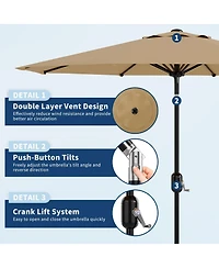 gaomon Solar Patio Umbrella with 40 Led Lights and Crank Tilt, Large Uv-Resistant Outdoor Patio Market Umbrella with 8 Ribs