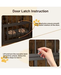 gaomon Corner Dog Crate Furniture, Wooden Dog Kennel Indoor with Feeding Bowls and Revolving Door, Decorative Dog Crate End Table