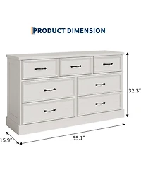 gaomon 7 Drawer Dresser for Bedroom, 55'' Wide Wooden Dressers with Metal Handle