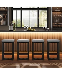 gaomon Set of 4 24.6 Inch Counter Height Backless Barstools, Upholstered Pu Leather Seats with Metal X-Frame and Footrest, Modern Kitchen Stools