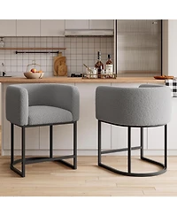gaomon Bar Stools Set of 2 with Lambswool Cushioned Seats, Modern Upholstered Counter Height Bar Stools with Backrest and Arms, Metal Frames