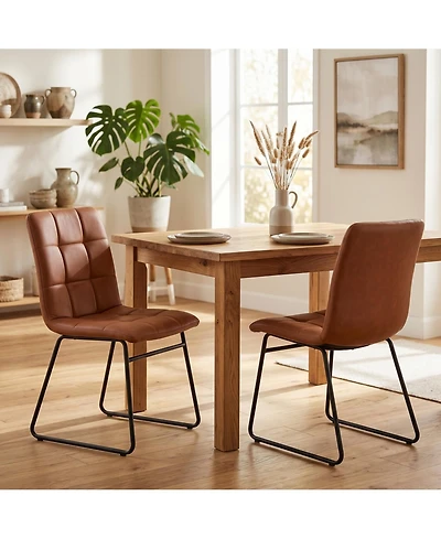 gaomon Dining Chairs Set of 2, Upholstered Dining Room Chairs with Metal Frame, Synthetic Leather Modern Dining Chairs for Kitchen Living Room