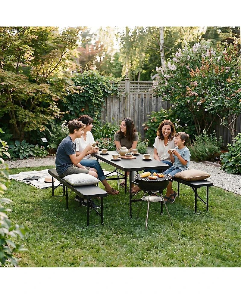 gaomon piece Portable Heavy-Duty 6FT Folding Outdoor Benches for Patio, Picnic, Camping