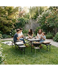gaomon piece Portable Heavy-Duty 6FT Folding Outdoor Benches for Patio, Picnic, Camping