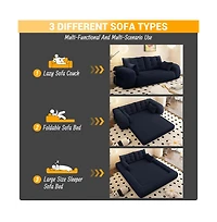 Clihome 78.7" Folding Sleeper, 3-in-1 Convertible Sofa Bed - Teddy Velvet Floor