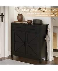 Clihome Modern Black Kitchen Storage Cabinet Buffet Cabinet with Storage, Coffee Bar Cabinet with 2 Drawers and 2 Doors