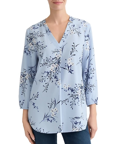 Jones New York Plus Printed V-Neck Top