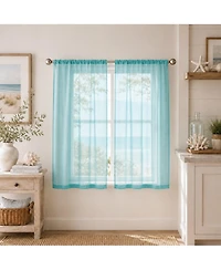 Kate Aurora Brandi Complete 3 Piece Rod Pocket Sheer Cafe Kitchen Curtain Tier And Valance Set