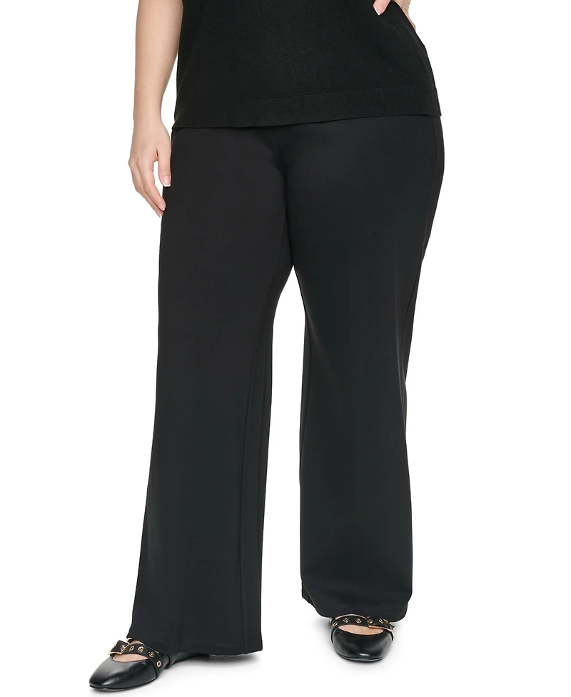 Karl Lagerfeld Paris Plus Compression Sailor Mid-Rise Straight Pants