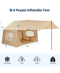 gaomon 10.5ft x 8.2ft Quick Setup Inflatable Camping Tent, Air Glamping Tent for 2-6 Person for Camping, Beach, Outdoor with Canopy