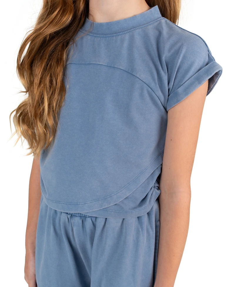Tween Diva Girls' 7-12 Washed Jersey Knit Crossover T-Shirt and Jogger Pants, 2-Piece Set