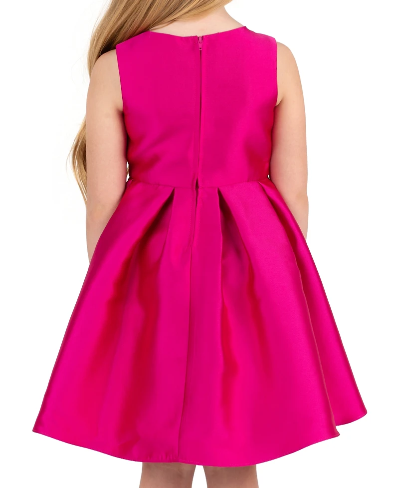 Rare Editions Girls' 2T-6X Mikado Bow Bodice Pleated Dress