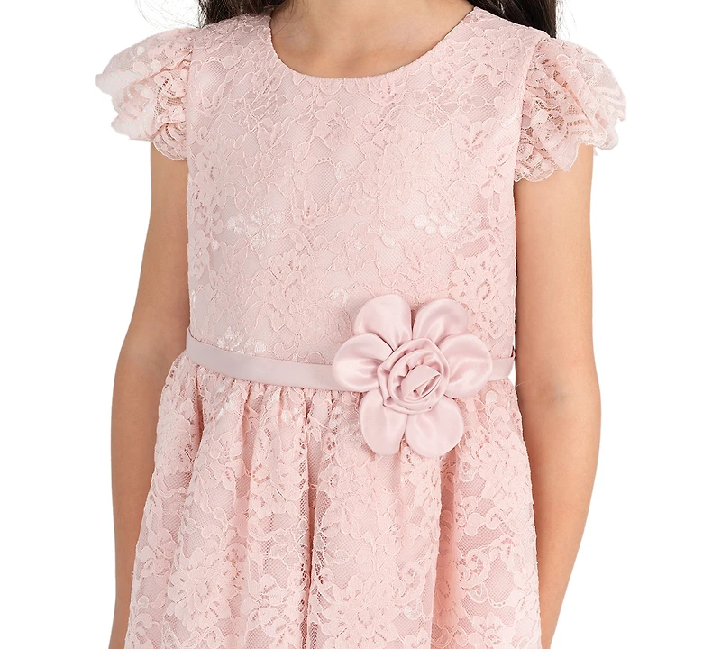 Rare Editions Girls' 2T-6X Lace Flutter Sleeve Dress