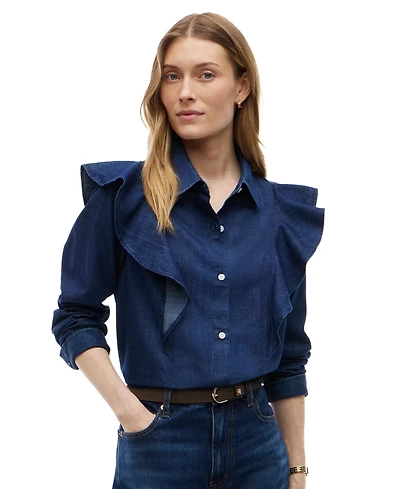 Tommy Hilfiger Women's Volant Long-Sleeve Button-Up Shirt