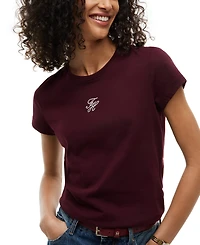 Tommy Hilfiger Women's Script Logo Crewneck Short-Sleeve T-Shirt