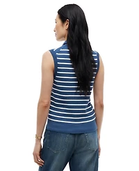Tommy Hilfiger Women's Fine Gauge Polo Collar Sleeveless Sweater
