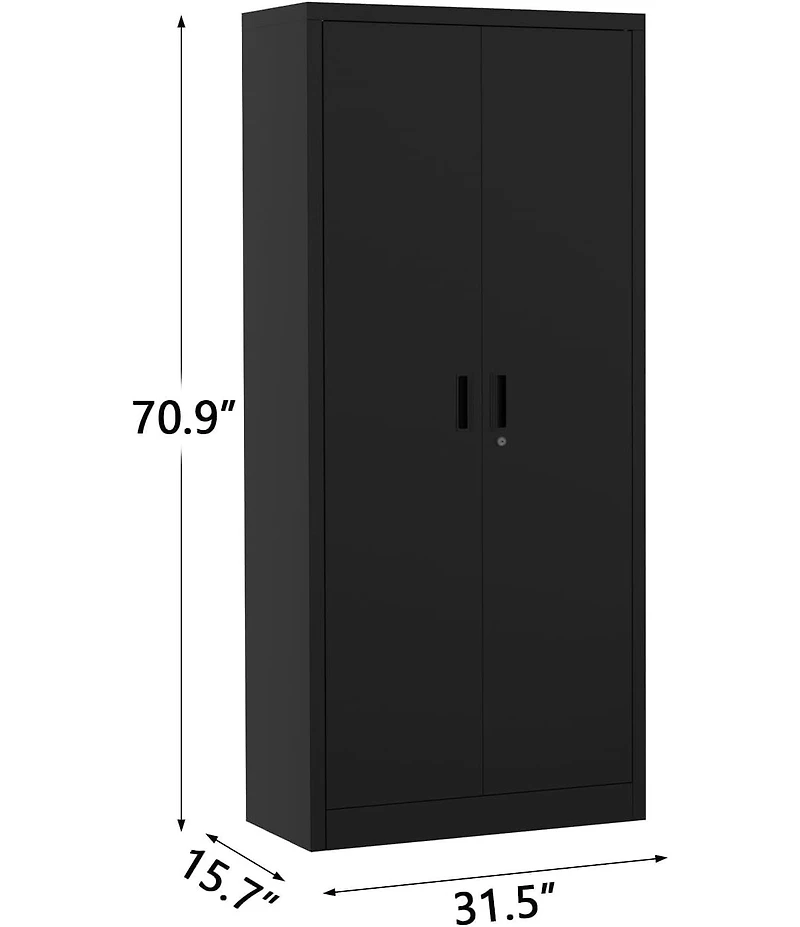 gaomon 71" Metal Storage Cabinet with 4 Adjustable Shelves and 2 Doors, Heavy Duty Garage Storage with Recessed Handle for Home, Office