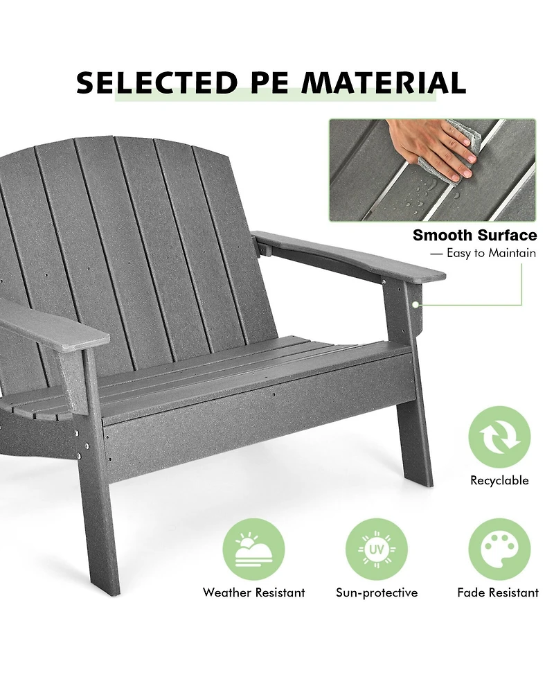Gymax Set of 2 Adirondack Chair Patio Hdpe Adirondack Loveseat Bench Weather Resistant