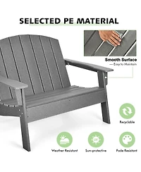 Gymax Set of 2 Adirondack Chair Patio Hdpe Adirondack Loveseat Bench Weather Resistant