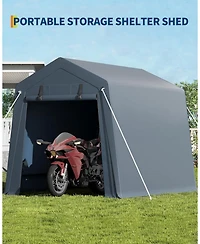 gaomon Portable Outdoor Storage Shed with Roll-Up Zipper Door and Vent, 240G Heavy-Duty Shelter Waterproof Pe Tarp, Uv-Resistant Carport
