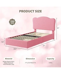 gaomon Twin Bed Frame for Kids with 2 Drawers, Velvet Twin Bed for Girls, Boys, Sturdy Platform Bed, No Box Spring Needed, Noise Free