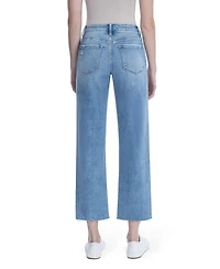 Flying Monkey Women's High Rise Raw Hem Crop Slim Wide Leg Jeans