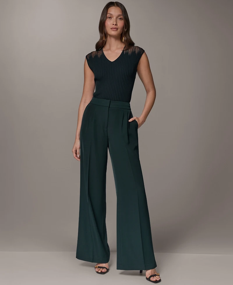 Donna Karan New York Women's Mid-Rise Wide-Leg Pants