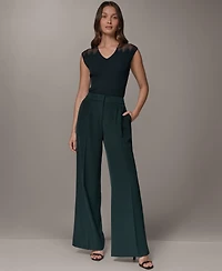 Donna Karan New York Women's Mid-Rise Wide-Leg Pants