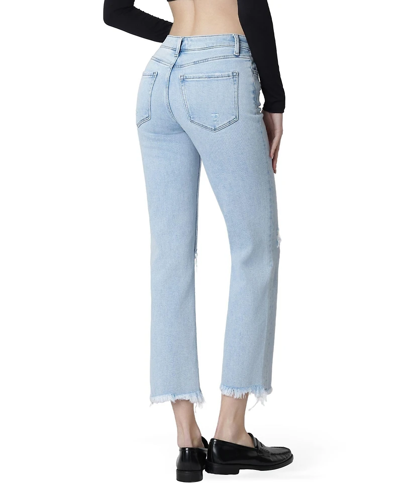 Vervet Women's High Rise Distressed Ankle Straight Jeans