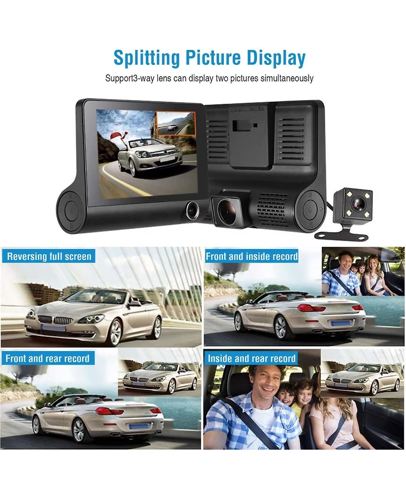 Neewer 3-Lens 4" Car Dvr Dash Camera