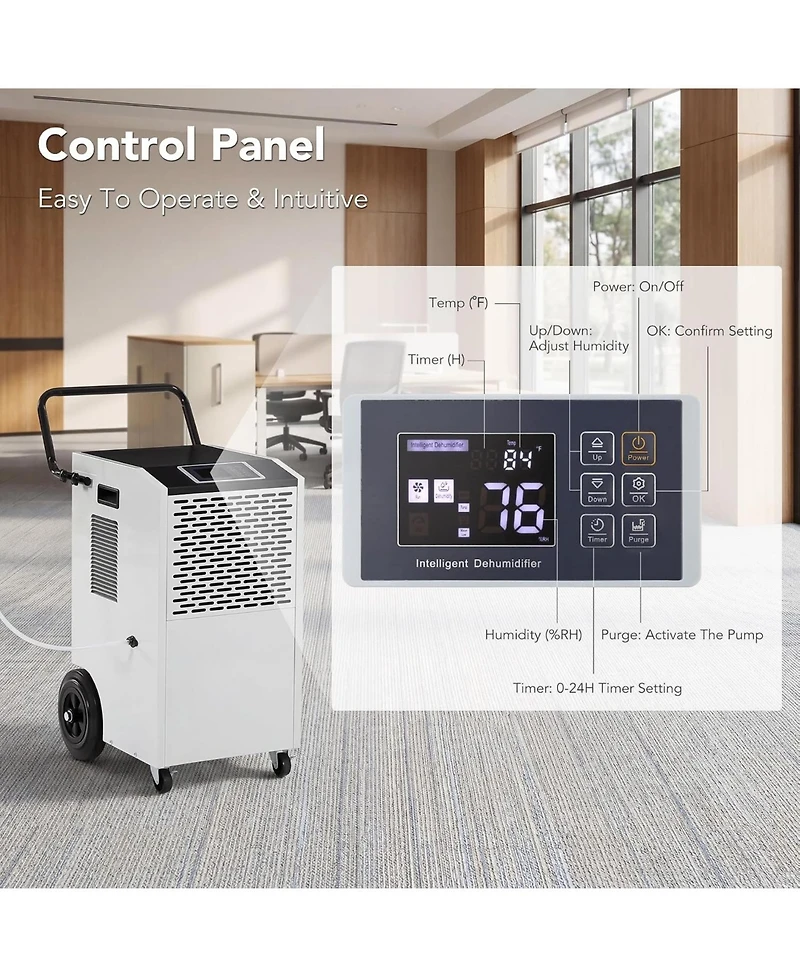 Tribesigns 154 Pints Commercial Dehumidifier with Pump and Drain Hose, Heavy Duty Commercial Dehumidifier for Up to 7000 Sq. Ft Large Spaces
