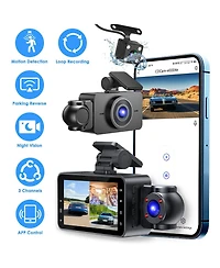 Neewer WiFi Fhd 1080P 3 Channel Car Dash Cam Front Rear Inside With 32G Mmc Card Motion Detection Loop Recording Infrared Night Vision
