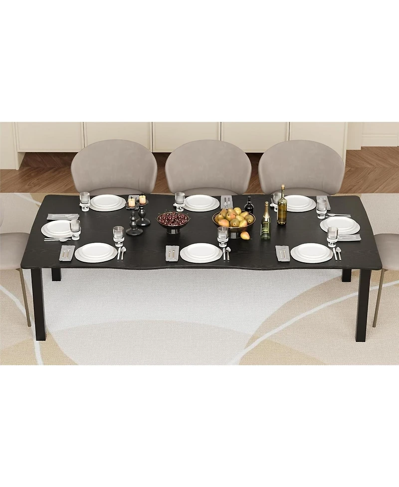 gaomon Dining Table for 6-8, Rectangular Mdf Top with Wave Edge, Durable Metal Frame, Waterproof & Scratch-Resistant