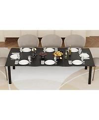 gaomon Dining Table for 6-8, Rectangular Mdf Top with Wave Edge, Durable Metal Frame, Waterproof & Scratch-Resistant