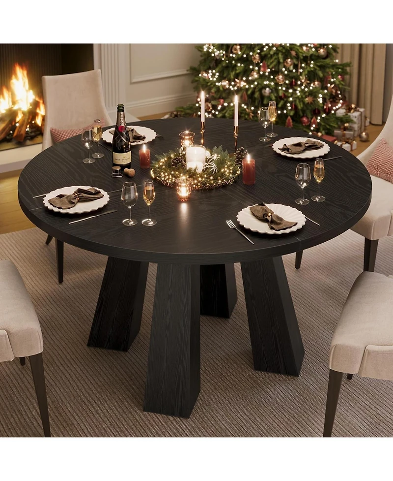 gaomon 47" Round Dining Table for 4-6, Wood Kitchen Table with Sturdy Base
