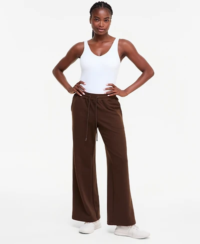 Id Ideology Women's Fleece Open-Hem Wide-Leg Pants, Macy's Exclusive