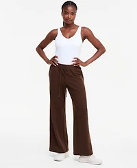 Id Ideology Women's Fleece Open-Hem Wide-Leg Pants, Macy's Exclusive