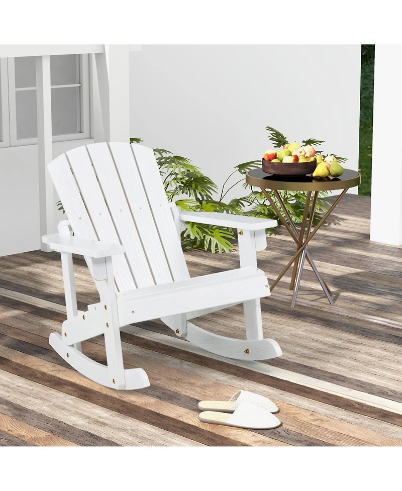 Slickblue Outdoor Wooden Kid Adirondack Rocking Chair with Slatted Seat