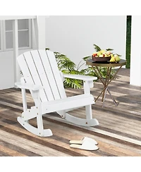 Slickblue Outdoor Wooden Kid Adirondack Rocking Chair with Slatted Seat