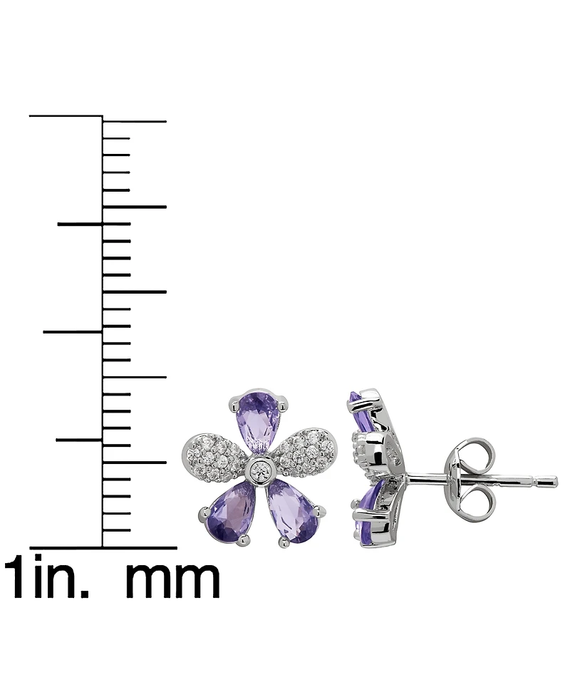 Macy's Simulated Cubic Zirconia Flower Pendant Necklace with Matching Stud Earrings 2-Piece Set