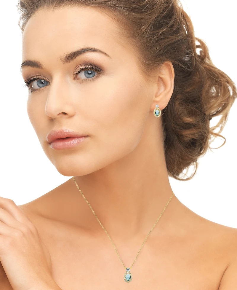 Macy's Simulated Cubic Zirconia Oval Pendant Necklace with Matching Earrings 2-Piece Set