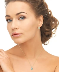 Macy's Simulated Cubic Zirconia Oval Pendant Necklace with Matching Earrings 2-Piece Set