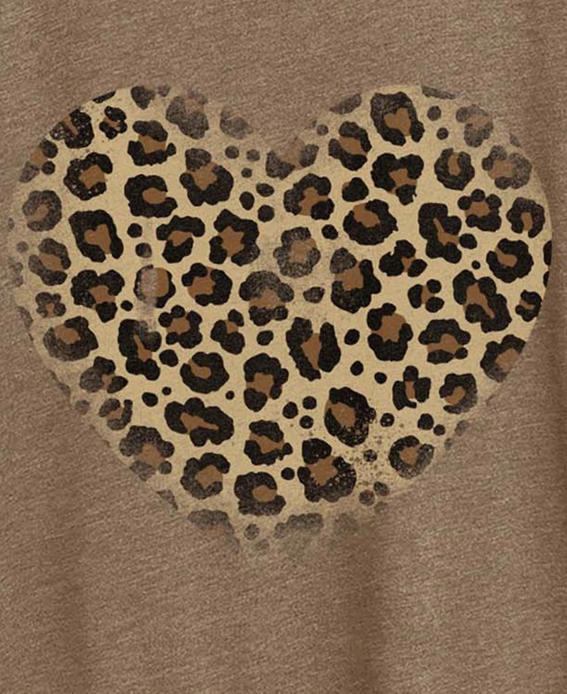 Hybrid Apparel Plus Leopard Heart Graphic T-Shirt