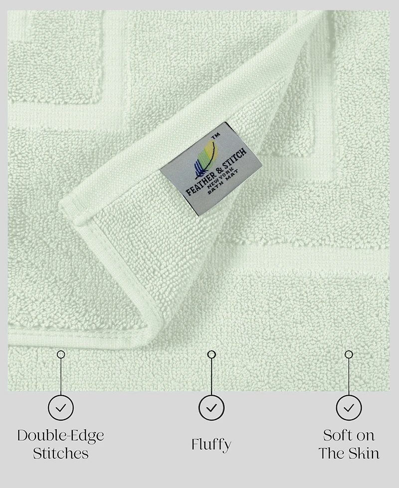 Feather & Stitch, Ny Cotton Super Absorbent Terry 2-Piece Bath Mat Set