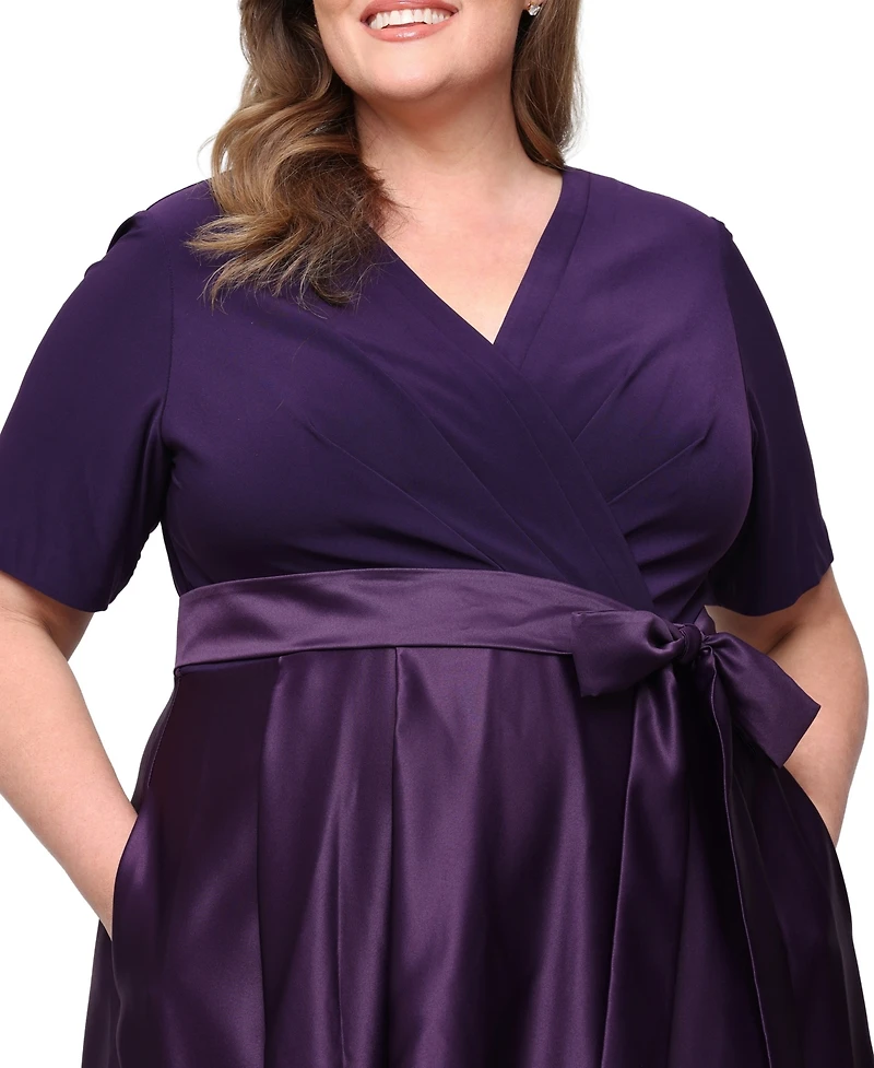 Alex Evenings Plus Matte Jersey V-Neck Ball Gown