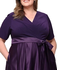 Alex Evenings Plus Matte Jersey V-Neck Ball Gown
