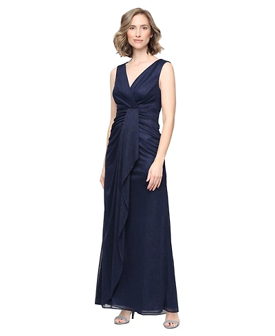 Alex Evenings Petite Glitter Mesh V-Neck Ball Gown