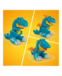 Mega Bloks Fisher-Price Build & Chomp Dinosaur with Rolling Wheels, 25-Piece Building Set, Ages 3+