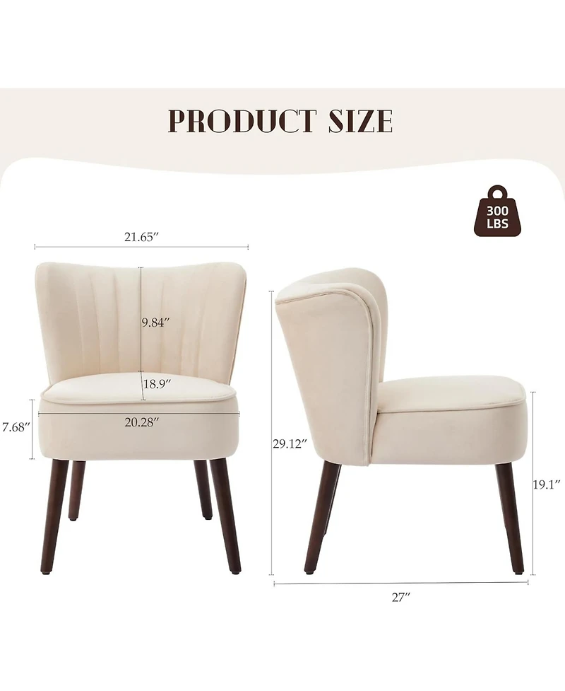 Gaomon Set of 2 Velvet Wingback Accent Chairs with Wood Legs, Mid-Century Upholstered Lounge for Living Room